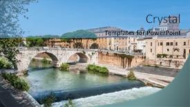  Presentation with rome - Presentation design with view-of-ponte-cestius background and a light blue colored foreground