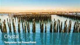  Presentation with maine - Slide deck having view-of-portland-harbor background and a teal colored foreground