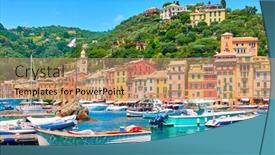  Presentation with boats - Amazing theme having view-of-portofino-town backdrop and a coral colored foreground