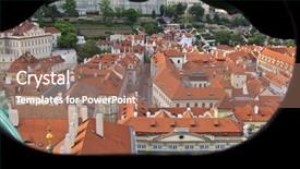  Presentation with communist - Audience pleasing slides consisting of view of prague as seen from church of saint nicholas lesser town which was a secret observatory point during the communist regime backdrop and a coral colored foreground