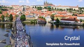  Presentation with top view of amazon river - Amazing PPT layouts having manhattan - castle clinton at battery park backdrop and a coral colored foreground