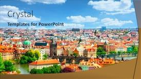  Presentation with prague - Colorful PPT theme enhanced with view-of-prague backdrop and a light blue colored foreground