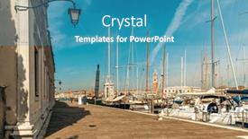  Presentation with marina - Presentation enhanced with view-of-promenade-along background and a teal colored foreground