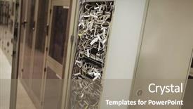  Presentation with server room - PPT layouts featuring view of rack mounted server in server room background and a gray colored foreground