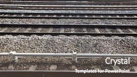  Presentation with railway tracks - Colorful theme enhanced with view of railway tracks backdrop and a dark gray colored foreground