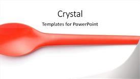  Presentation with spoon - Colorful presentation enhanced with view of red plastic spoon backdrop and a white colored foreground