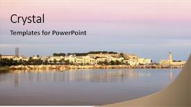  Presentation with dawn - PPT layouts enhanced with shortcrete - view of rethymnon city crete background and a lemonade colored foreground