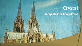  Presentation with gothic cathedral - Colorful slides enhanced with view of retro gothic cathedral backdrop and a teal colored foreground