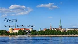  Presentation with peter - Amazing slide deck having peter's church riga latvia backdrop and a light blue colored foreground