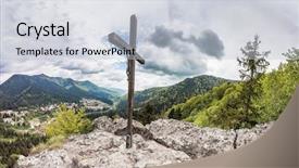  Presentation with panoramic - Colorful slides enhanced with view of romanian town bail backdrop and a lemonade colored foreground