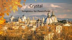  Presentation with view of the process - Audience pleasing PPT theme consisting of view of rome from castel backdrop and a coral colored foreground