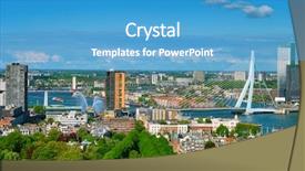  Presentation with erasmus - Presentation theme consisting of view of rotterdam city background and a teal colored foreground