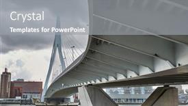  Presentation with erasmus - Beautiful theme featuring view-of-rotterdam-from-under backdrop and a gray colored foreground