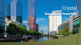  Presentation with architecture - PPT theme having view-of-rotterdam-sityscape background and a teal colored foreground