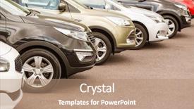  Presentation with car - Presentation theme consisting of view of row new car background and a coral colored foreground