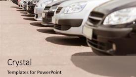  Presentation with japanese new year above view - Colorful slide set enhanced with view of row new car backdrop and a soft green colored foreground