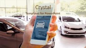  Presentation with smartphone - Beautiful PPT layouts featuring view of row new car backdrop and a cream colored foreground