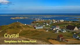  Presentation with cost - Slide deck with prairie architecture - view of rugged cost line background and a tawny brown colored foreground