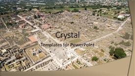  Presentation with history pompeii - PPT theme having view of ruins of pompeii background and a coral colored foreground