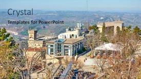  Presentation with city - Amazing presentation theme having view-of-san-marino-city backdrop and a light blue colored foreground