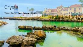  Presentation with museum - Slide deck consisting of view-of-santa-maria-lighthouse background and a light blue colored foreground