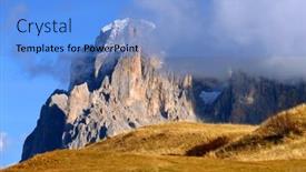  Presentation with mountain view california - Theme featuring view-of-sassolungo-and-sassopiatto background and a light blue colored foreground