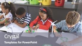  Presentation with school kids - Amazing slide deck having view of school kids drawing backdrop and a gray colored foreground