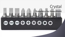 Presentation with bits - Slide set enhanced with view of screwdriver metal bits background and a white colored foreground