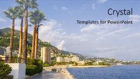  Presentation with mediterranean - Colorful presentation design enhanced with mediterranean coast in monaco backdrop and a light blue colored foreground