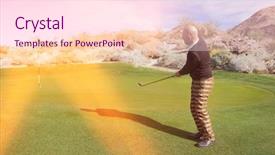  Presentation with five a side soccer - Colorful PPT theme enhanced with view of senior male golf backdrop and a  colored foreground