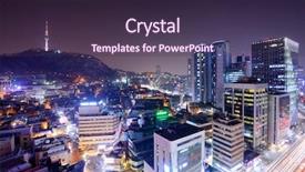  Presentation with korea - Slide set with view of seoul south korea background and a tawny brown colored foreground