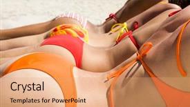  Presentation with feminine - Cool new PPT theme with view of several feminine bottoms backdrop and a coral colored foreground