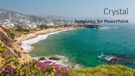  Presentation with laguna beach - Slide set with view-of-shaw-s-cove background and a light blue colored foreground
