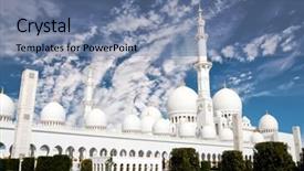  Presentation with abu dhabi - Audience pleasing presentation design consisting of view of sheikh zayed mosque against sky in abu dhabi backdrop and a seafoam green colored foreground