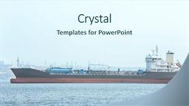  Presentation with sea port - Cool new presentation design with view of ship in sea backdrop and a cool aqua colored foreground