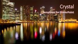  Presentation with singapore - Presentation theme with view of singapore business district marina bay in the night time background and a wine colored foreground