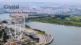 Presentation with singapore - Theme with view-of-singapore-downtown background and a light blue colored foreground