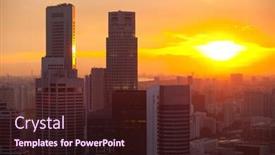  Presentation with singapore - Colorful presentation theme enhanced with view of singapore in the evening at sunset backdrop and a wine colored foreground