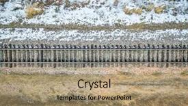  Presentation with railroad - Slide deck enhanced with view of single railroad track background and a coral colored foreground