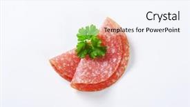  Presentation with view of the salt mine - PPT theme consisting of healthy cornflakes breakfast in bed woman eating and happy background and a mint green colored foreground