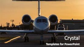  Presentation with jet airplane - Presentation consisting of view of small jet airplane background and a dark gray colored foreground