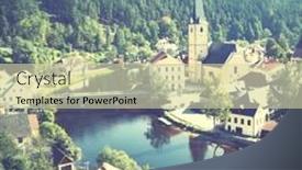  Presentation with czechia - Beautiful presentation theme featuring view of small old town near rosenberg castle czechia instagram style filtred image backdrop and a soft green colored foreground