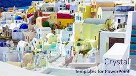  Presentation with santorini - Slides having view-of-small-tourist-village background and a lemonade colored foreground