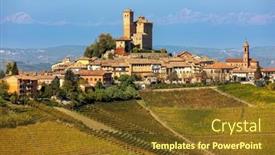  Presentation with hill - Presentation theme having view-of-small-town background and a tawny brown colored foreground