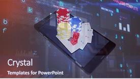  Presentation with playing cards - PPT theme having view of smartphone with casino background and a ocean colored foreground