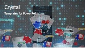  Presentation with playing cards - Beautiful slide deck featuring view of smartphone with casino backdrop and a dark gray colored foreground