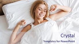  Presentation with sleep - PPT layouts enhanced with view of smiling woman waking background and a sky blue colored foreground