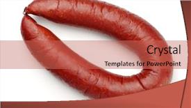  Presentation with beef - Presentation design featuring view of smoked beef sausage background and a red colored foreground