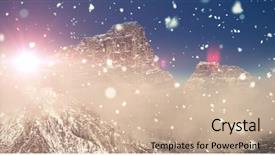  Presentation with falling snow - Slides featuring view of snowy mountain range background and a soft green colored foreground