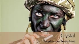  Presentation with close up view of the compass on old paper - PPT theme with view of soldier pulling safety background and a coral colored foreground